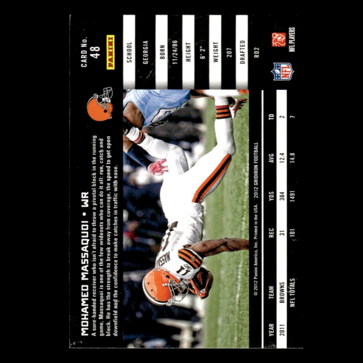 Mohamed Massaquoi #48 2012 Panini Gridiron Cleveland Browns Football Card NFL NM