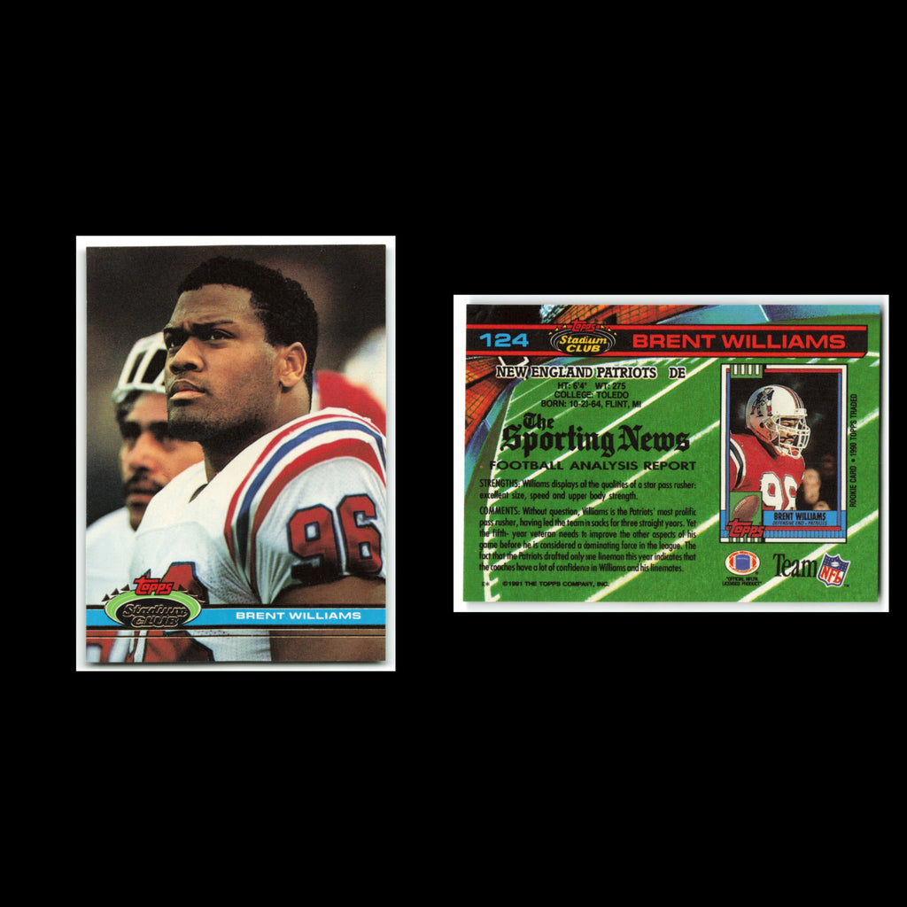 Brent Williams #124 1991 Topps Stadium Club New England Patriots Football Card