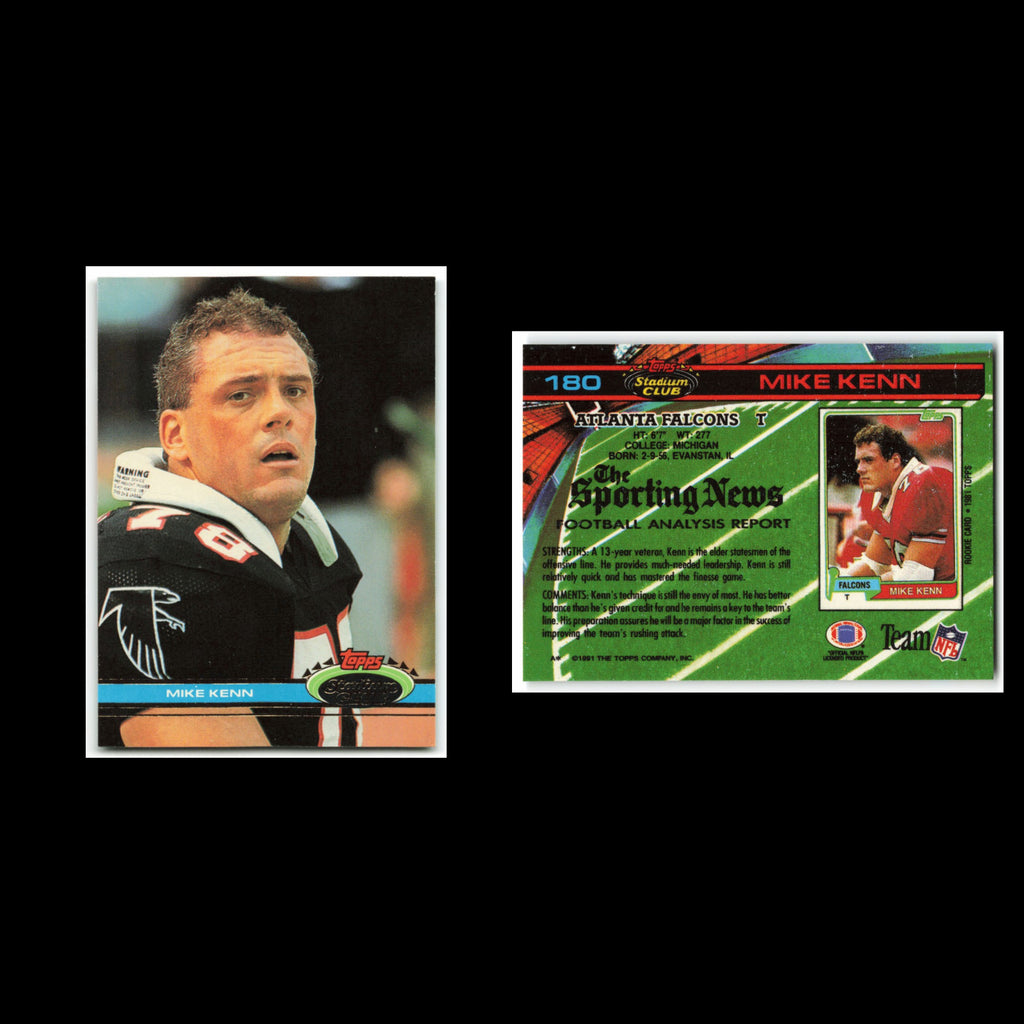 Mike Kenn #180 1991 Topps Stadium Club Atlanta Falcons Football Card NFL NM
