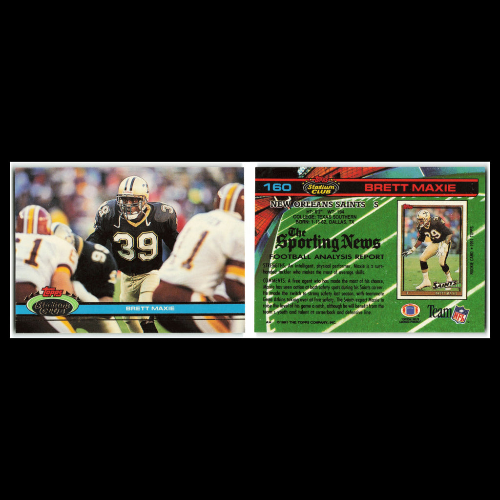 Brett Maxie Rookie #160 1991 Topps Stadium Club New Orleans Saints Football Card