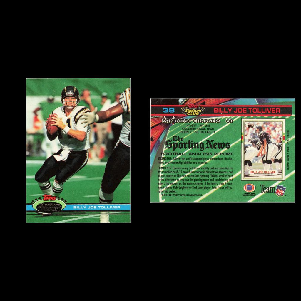 Billy Joe Tolliver #38 1991 Topps Stadium Club San Diego Chargers Football Card
