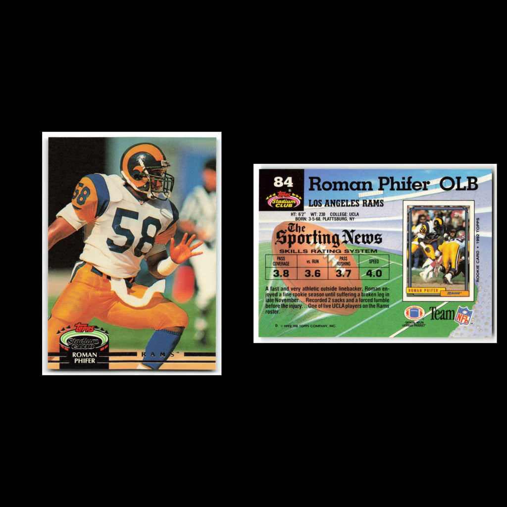 Roman Phifer #84 1992 Topps Stadium Club Los Angeles Rams Football Card NFL NM