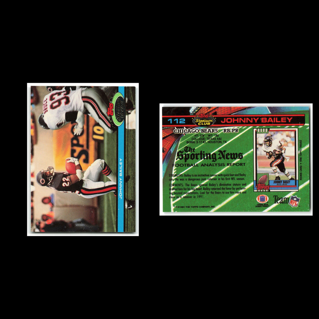 Johnny Bailey #112 1991 Topps Stadium Club Chicago Bears Football Card NFL NM