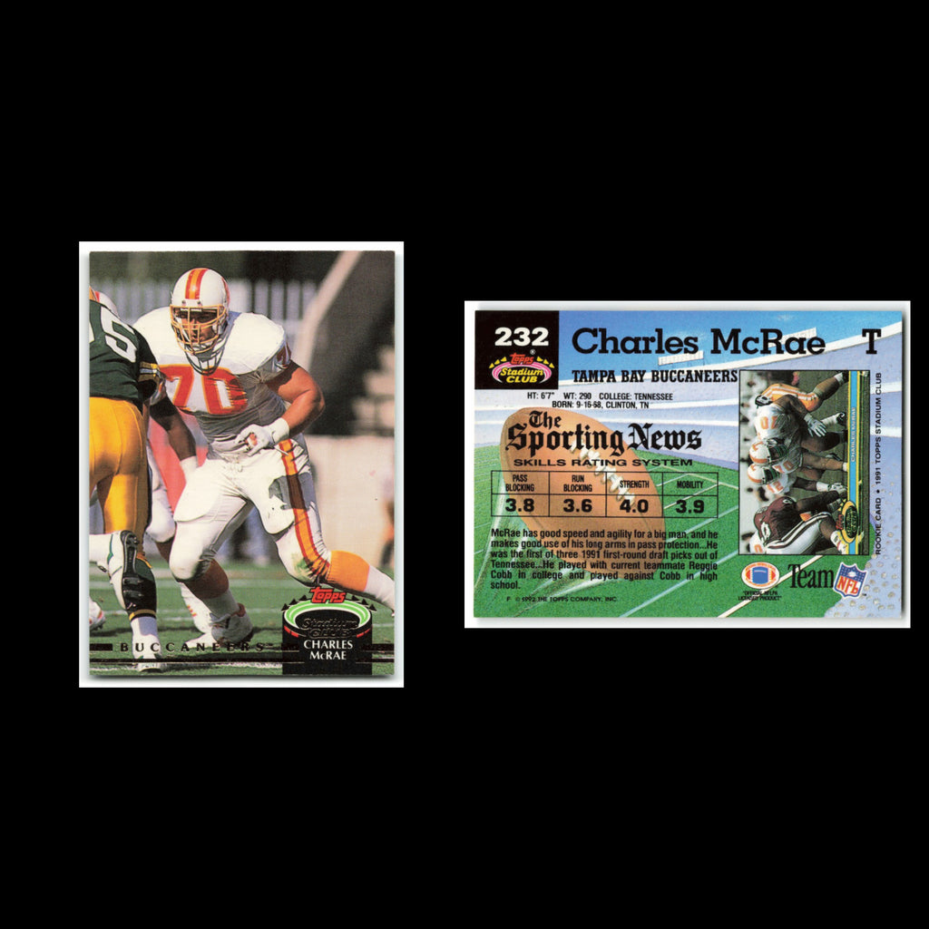 Charles McRae #232 1992 Topps Stadium Club Tampa Bay Buccaneers Football Card NM