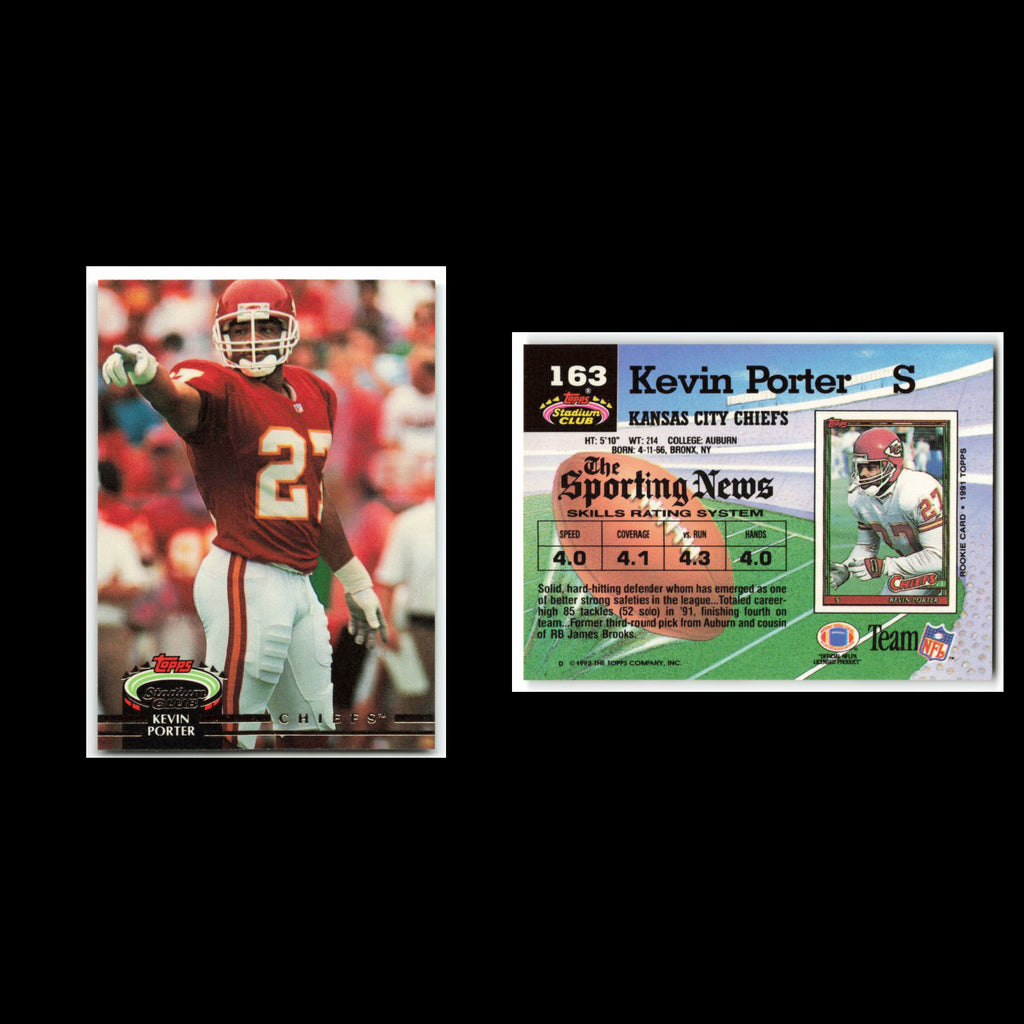 Kevin Porter #163 1992 Topps Stadium Club Kansas City Chiefs Football Card NFL