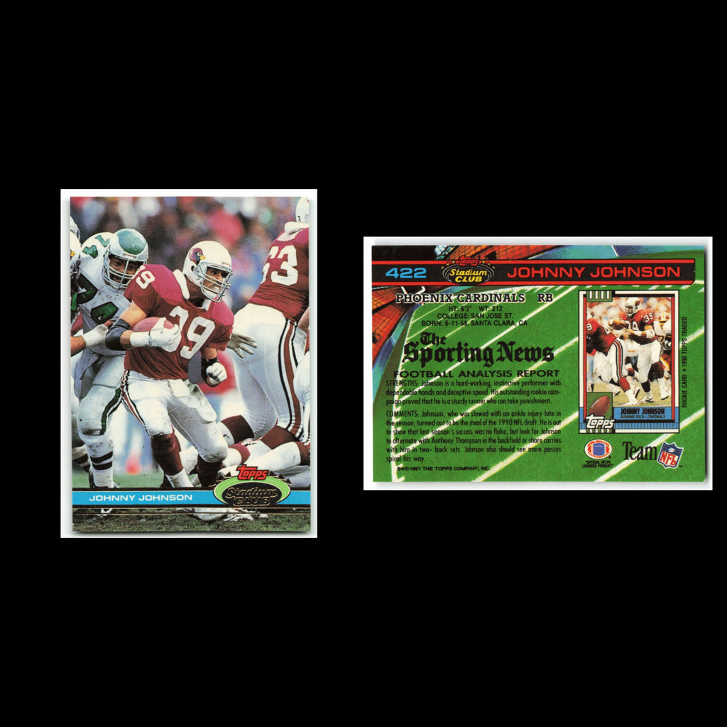 Johnny Johnson #422 1991 Topps Stadium Club Phoenix Cardinals Football Card NFL