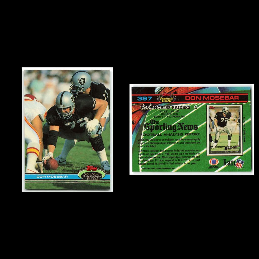 Don Mosebar #397 1991 Topps Stadium Club Los Angeles Raiders Football Card NFL