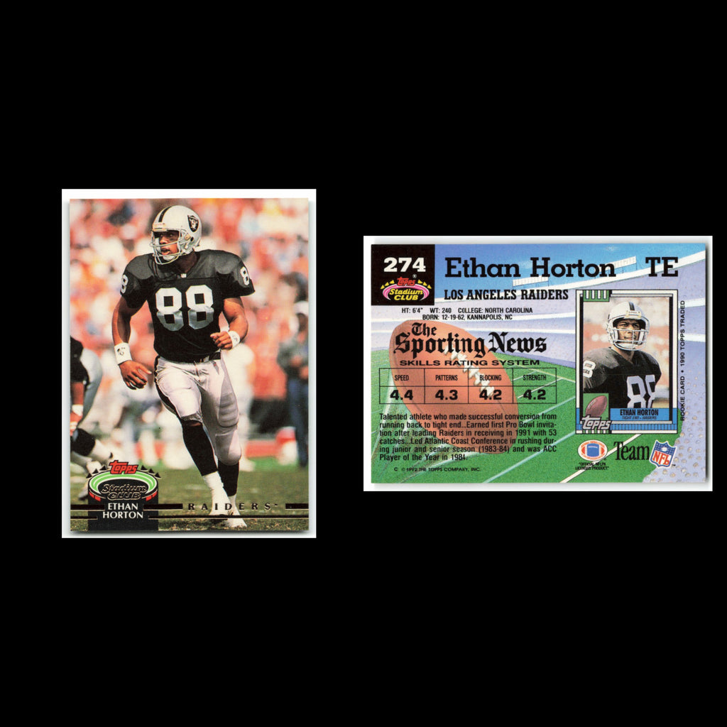 Ethan Horton #274 1992 Topps Stadium Club Los Angeles Raiders Football Card NFL