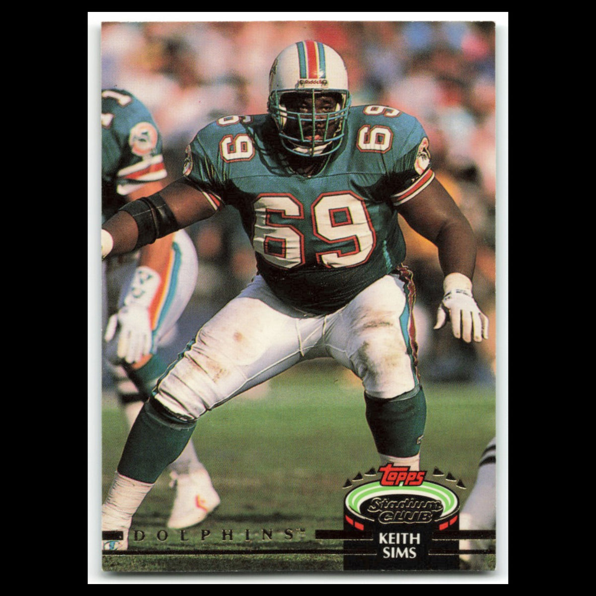Keith Sims #586 1992 Topps Stadium Club Miami Dolphins Football Card NFL NM