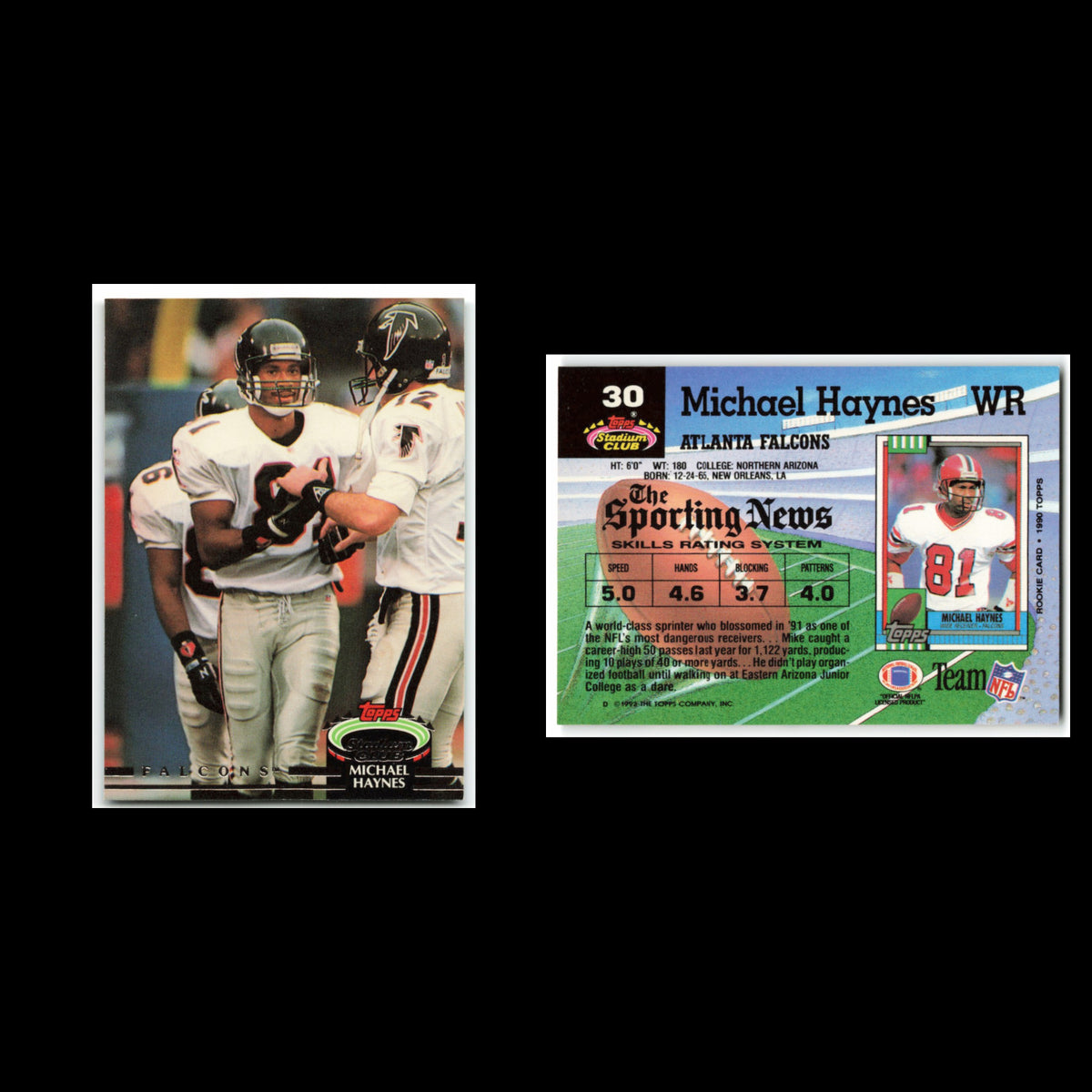 Michael Haynes #30 1992 Topps Stadium Club Atlanta Falcons Football Card NFL NM