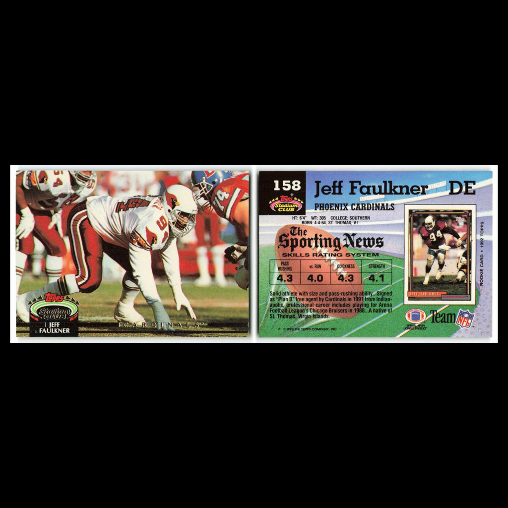 Jeff Faulkner #158 1992 Topps Stadium Club Phoenix Cardinals Football Card NFL