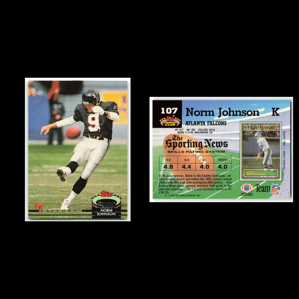 Norm Johnson #107 1992 Topps Stadium Club Atlanta Falcons Football Card NFL NM
