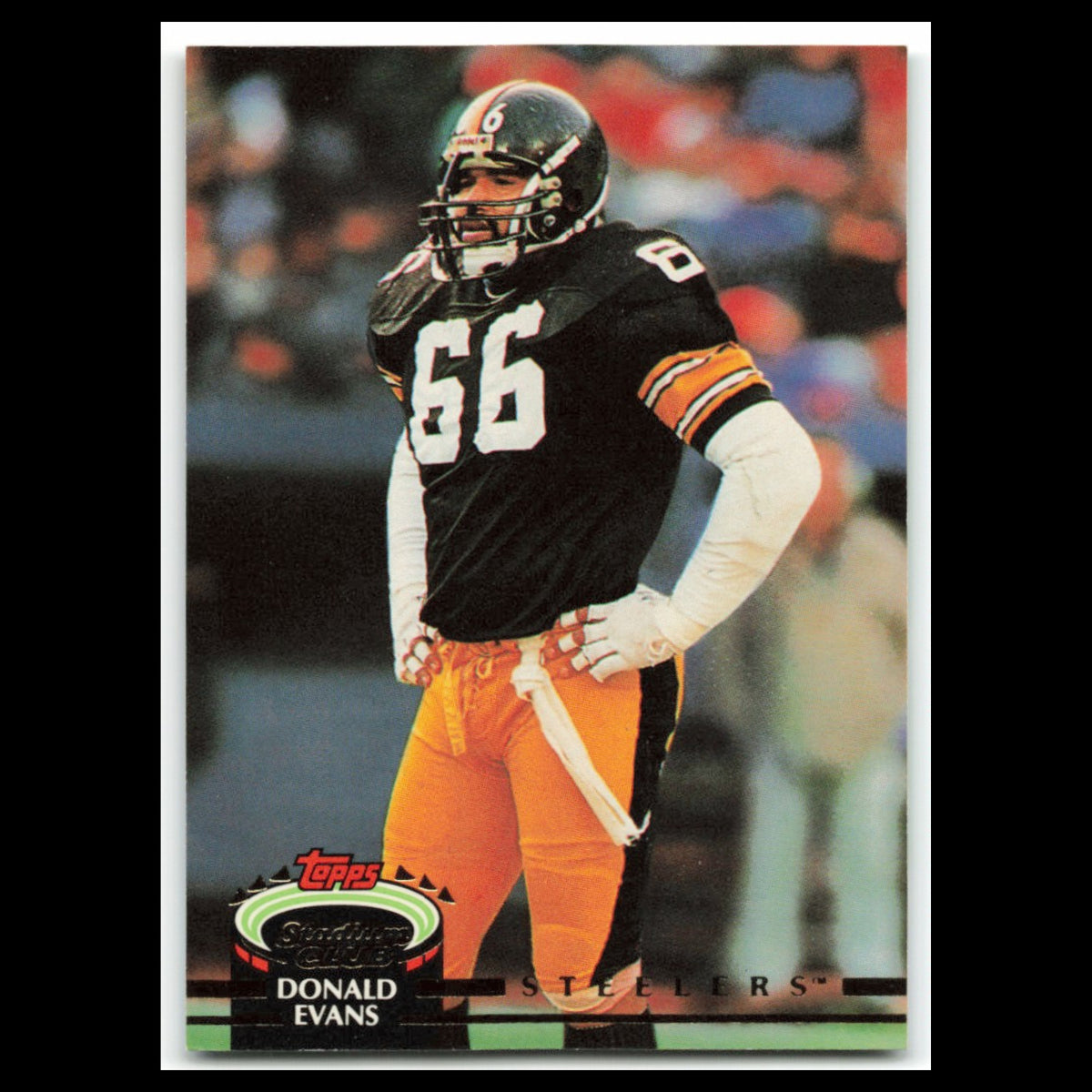 Donald Evans #58 1992 Topps Stadium Club Pittsburgh Steelers Football Card NFL