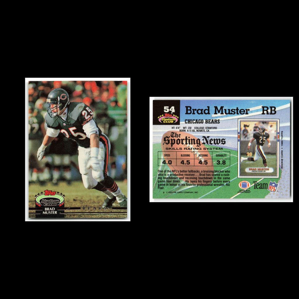 Brad Muster #54 1992 Topps Stadium Club Chicago Bears Football Card NFL NM