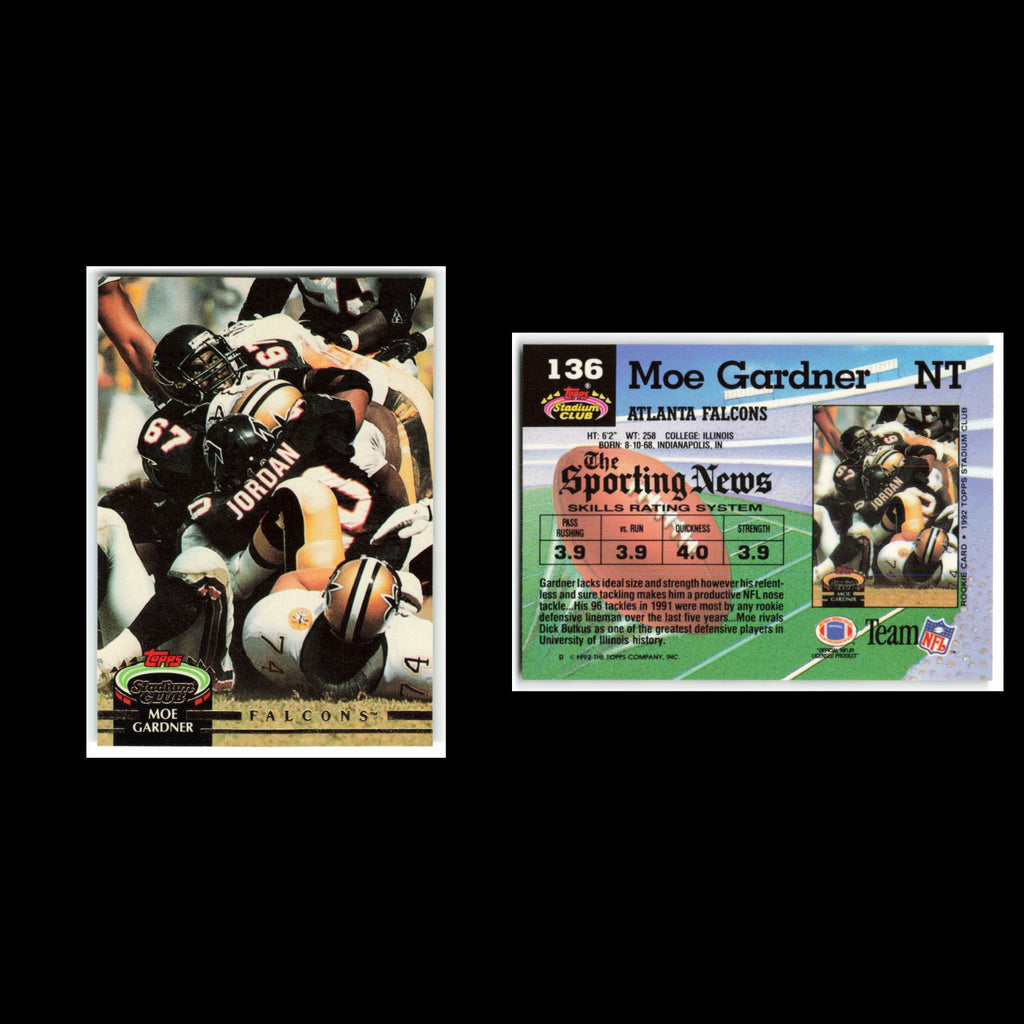 Moe Gardner #136 1992 Topps Stadium Club Atlanta Falcons Football Card NFL NM