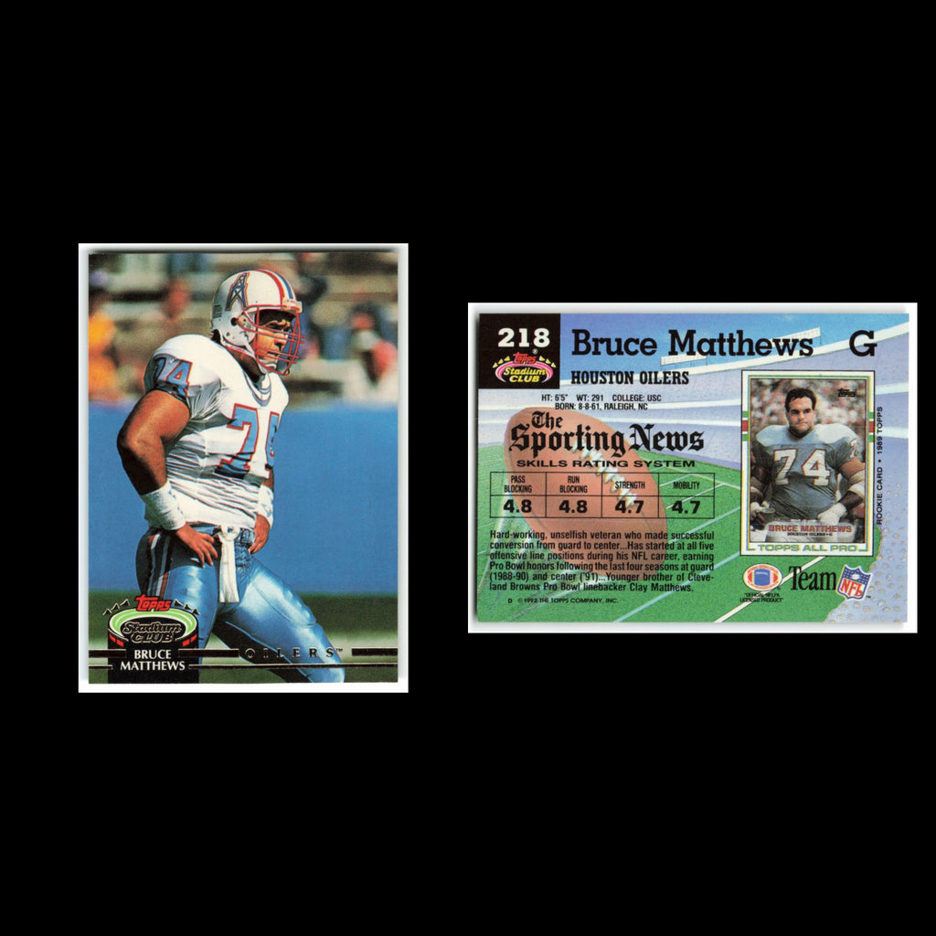 Bruce Matthews #218 1992 Topps Stadium Club Houston Oilers Football Card NFL NM