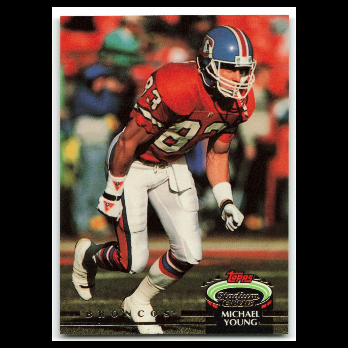 Michael Young #411 1992 Topps Stadium Club Denver Broncos Football Card NFL NM