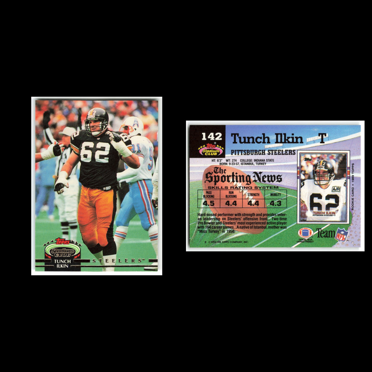 Tunch Ilkin #142 1992 Topps Stadium Club Pittsburgh Steelers Football Card NFL