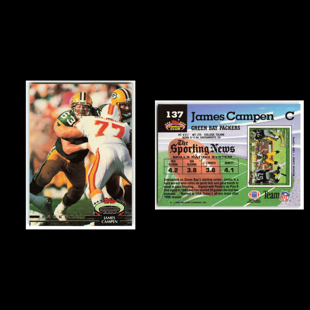James Campen #137 1992 Topps Stadium Club Green Bay Packers Football Card NFL NM