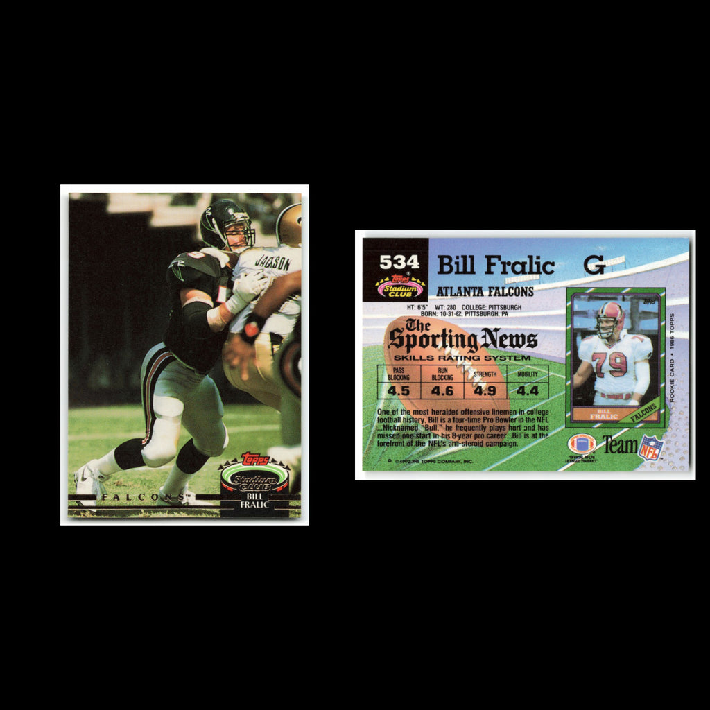 Bill Fralic #534 1992 Topps Stadium Club Atlanta Falcons Football Card NFL NM