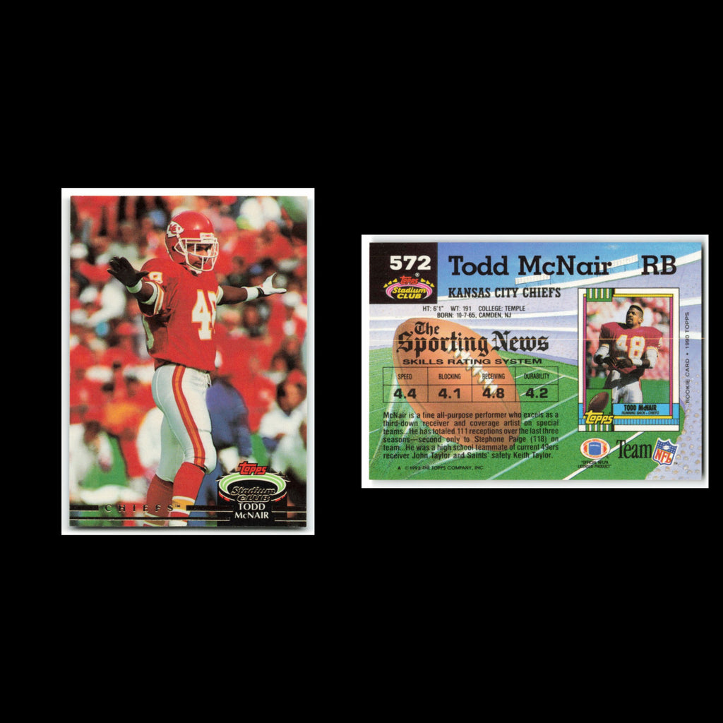 Todd McNair #572 1992 Topps Stadium Club Kansas City Chiefs Football Card NFL NM