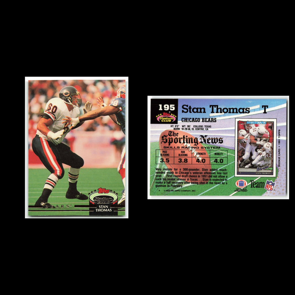 Stan Thomas #195 1992 Topps Stadium Club Chicago Bears Football Card NFL NM