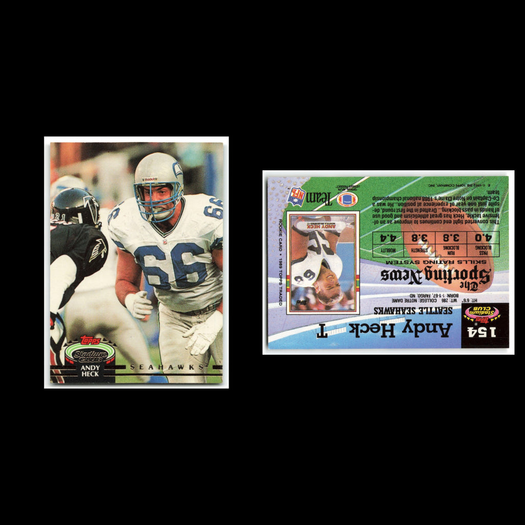 Andy Heck #154 1992 Topps Stadium Club Seattle Seahawks Football Card NFL NM