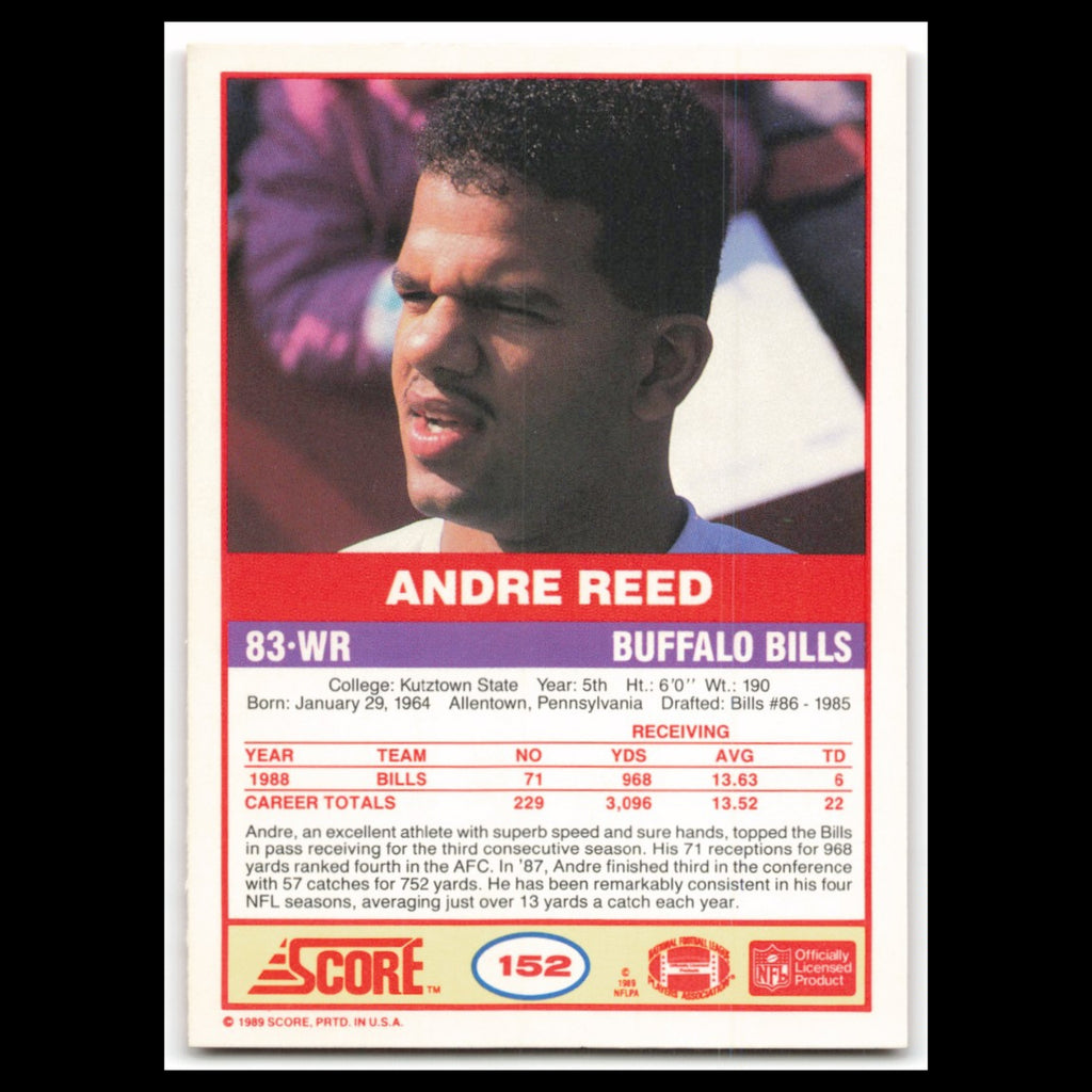 Andre Reed #152 1989 Score Buffalo Bills Football Card NFL NM