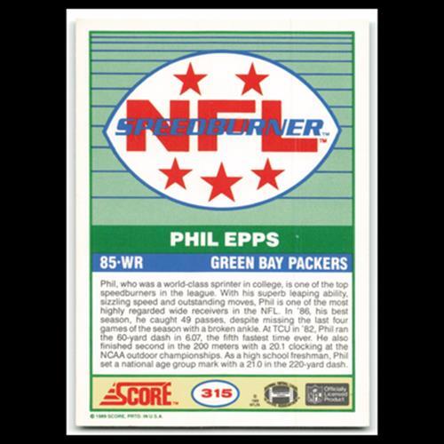 Phil Epps #315 1989 Score Green Bay Packers Football Card NFL NM
