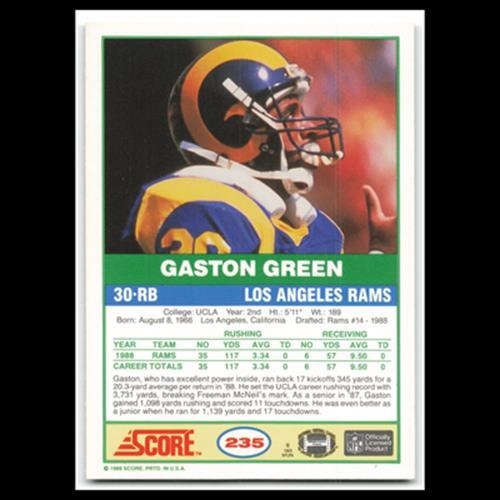 Gaston Green Rookie #235 1989 Score Los Angeles Rams Football Card NFL NM