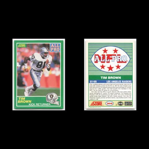 Tom Brown #305 1989 Score Oakland Raiders Football Card NFL NM