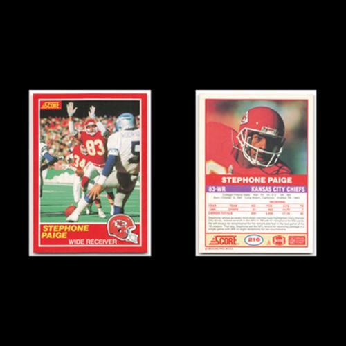 Stephone Paige #216 1989 Score Kansas City Chiefs Football Card NFL NM