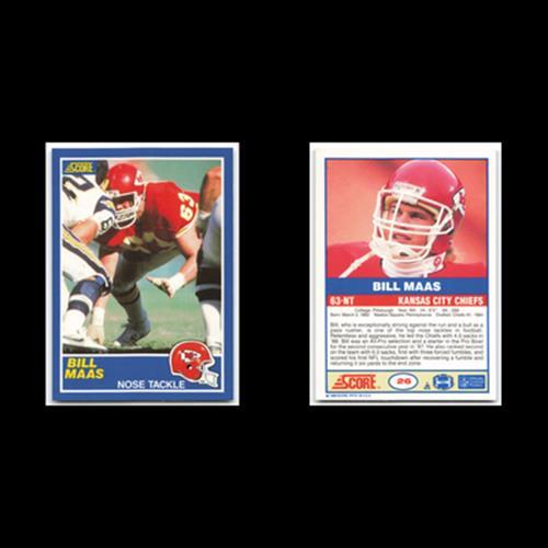 Bill Maas #26 1989 Score Kansas City Chiefs Football Card NFL NM