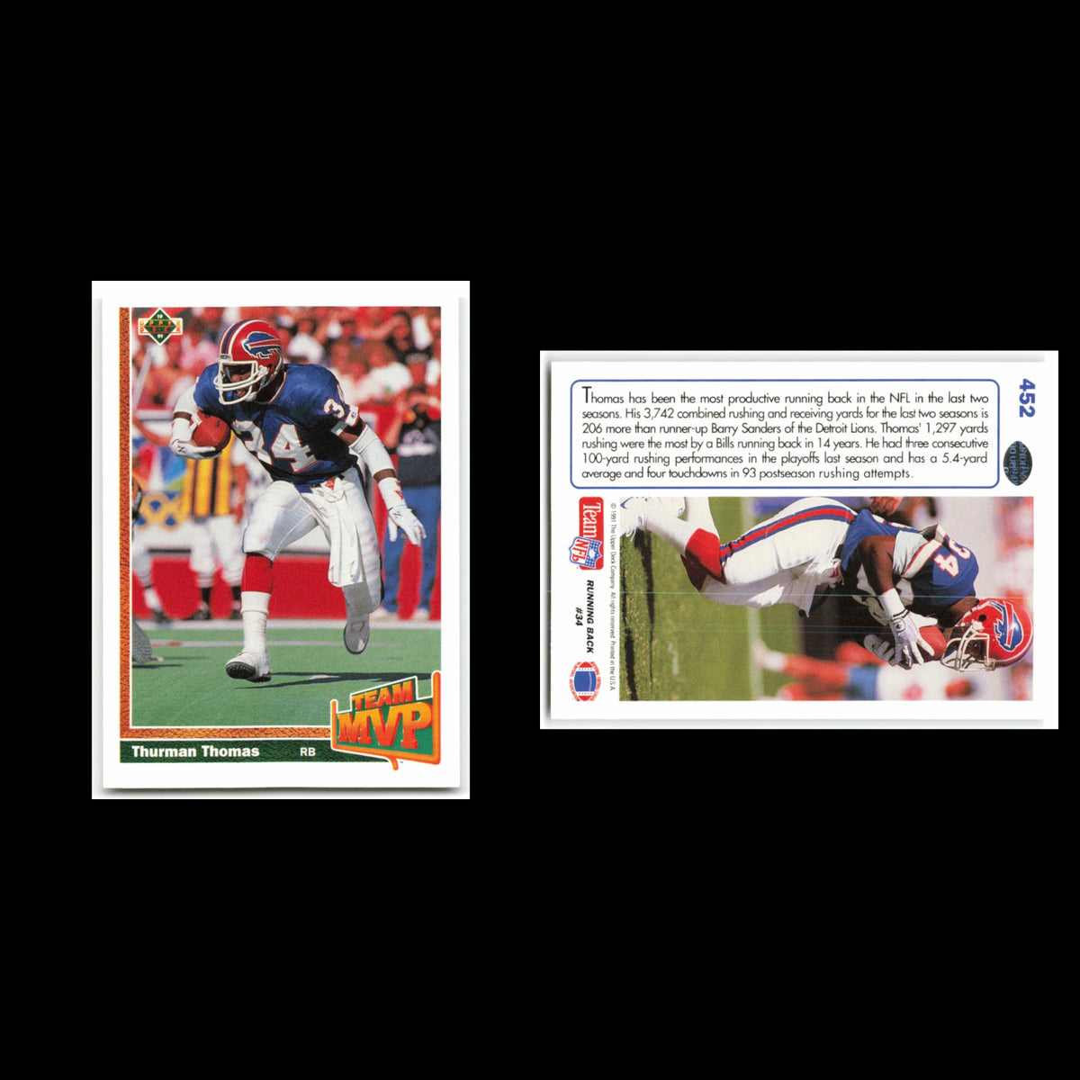 Thurman Thomas #452 1991 Upper Deck Buffalo Bills Football Card NFL NM