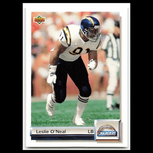 Leslie ONeal #G49 1992 Upper Deck Gold San Diego Chargers Football Card NFL NM
