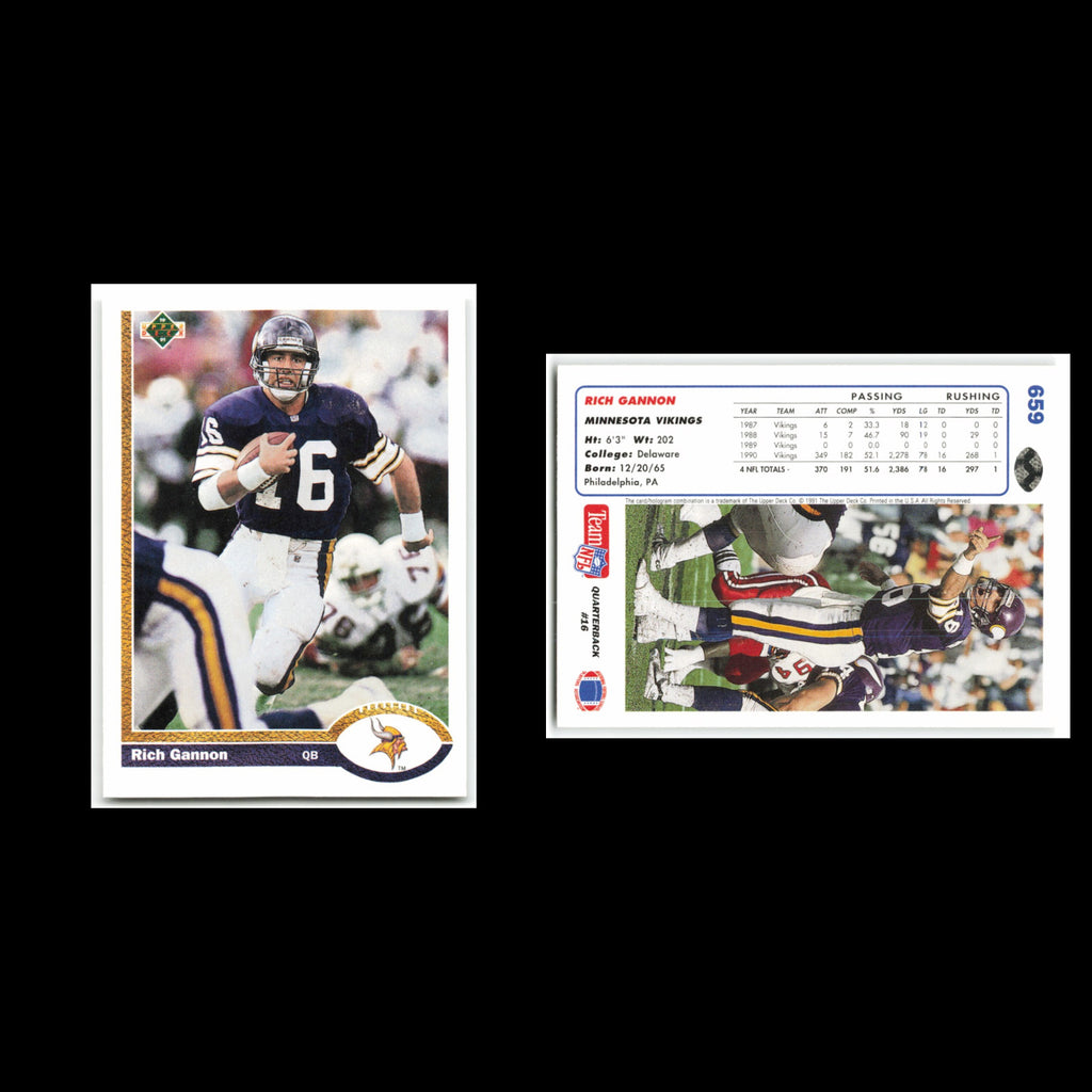 Rich Gannon #659 1991 Upper Deck Minnesota Vikings Football Card NFL NM