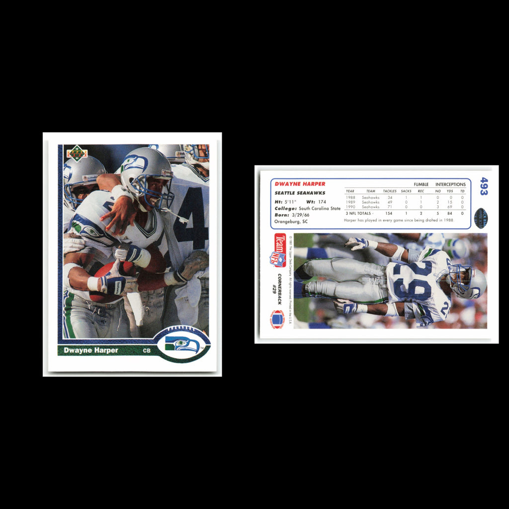 Dwayne Harper Rookie #493 1991 Upper Deck Seattle Seahawks Football Card NFL NM