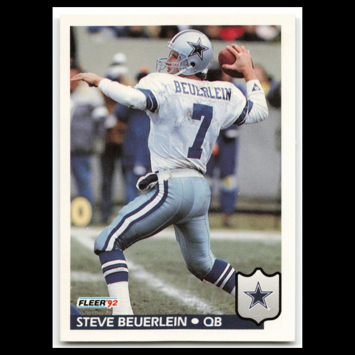 Steve Beuerlein #77 1992 Fleer Dallas Cowboys Football Card NFL NM