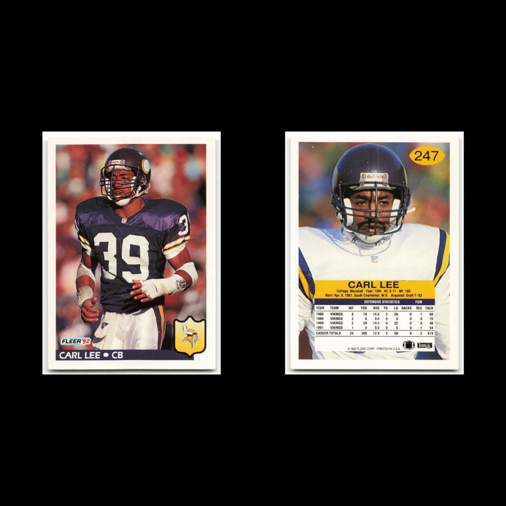 Carl Lee #247 1992 Fleer Minnesota Vikings Football Card NFL NM
