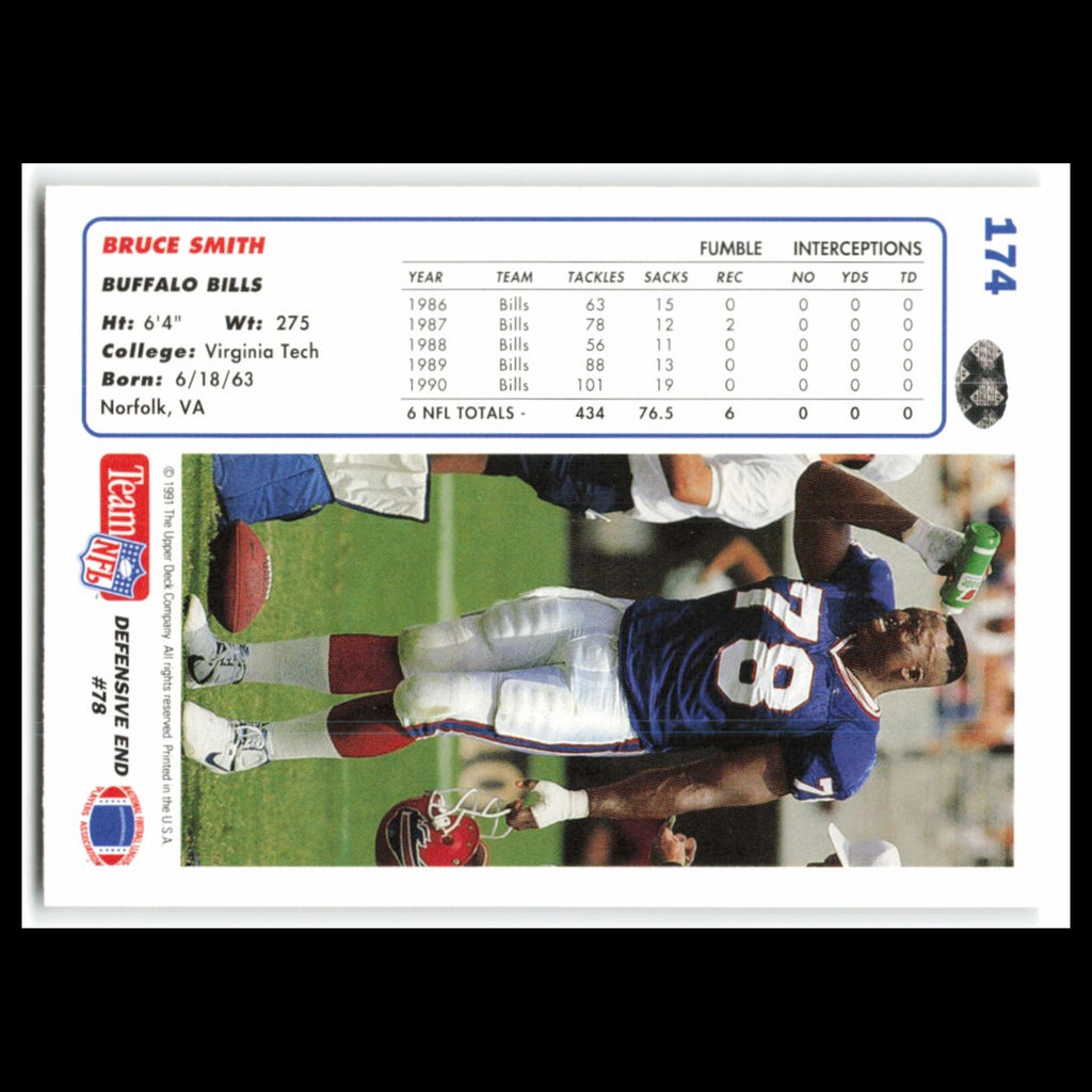 Bruce Smith #174 1991 Upper Deck Buffalo Bills Football Card NFL NM