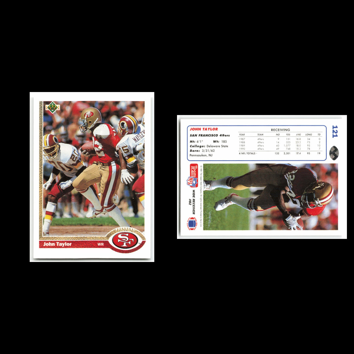 John Taylor #121 1991 Upper Deck San Francisco 49ers Football Card NFL NM