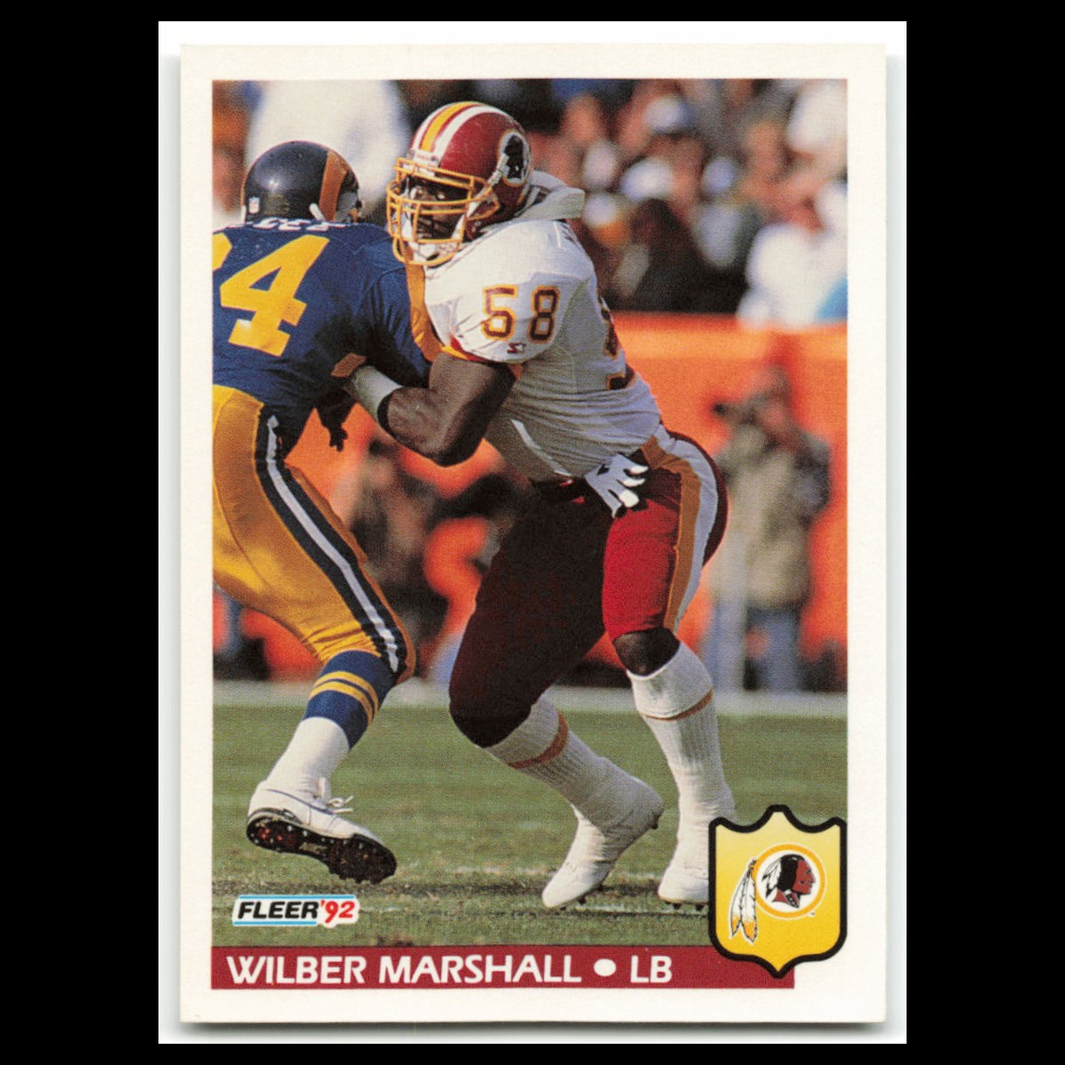 Wilber Marshall #424 1992 Fleer Washington Redskins Football Card NFL NM