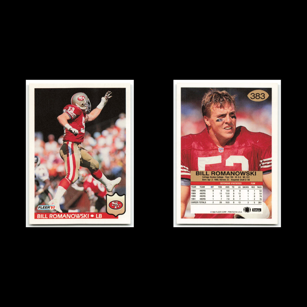 Bill Romanowski #383 1992 Fleer San Francisco 49ers Football Card NFL NM