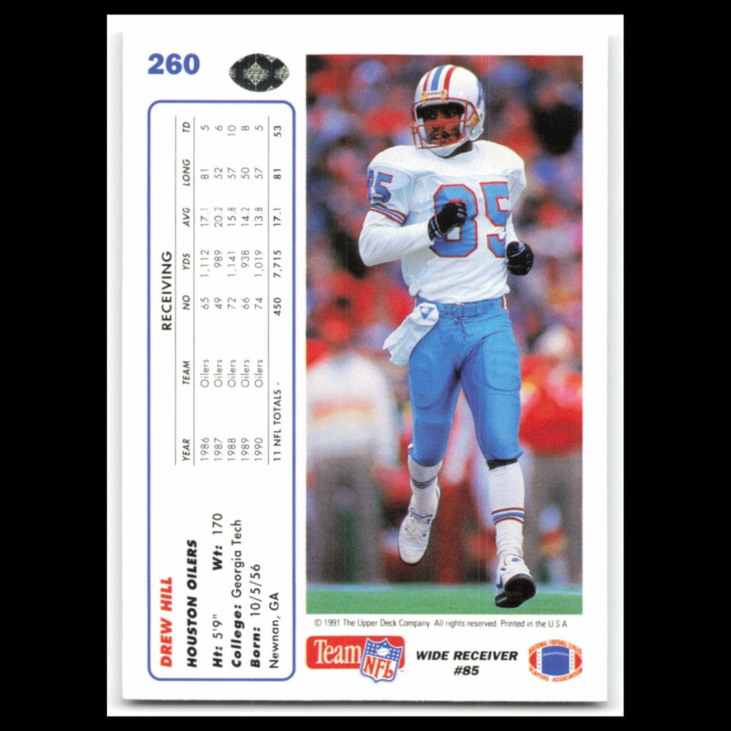 Drew Hill #260 1991 Upper Deck Houston Oilers Football Card NFL NM