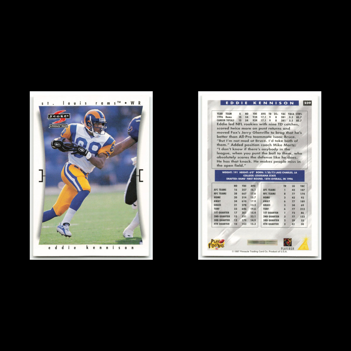 Eddie Kennison #239 1997 Score St. Louis Rams Football Card NFL NM