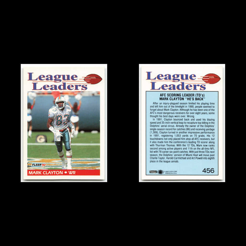 Mark Clayton #456 1992 Fleer Miami Dolphins Football Card NFL NM