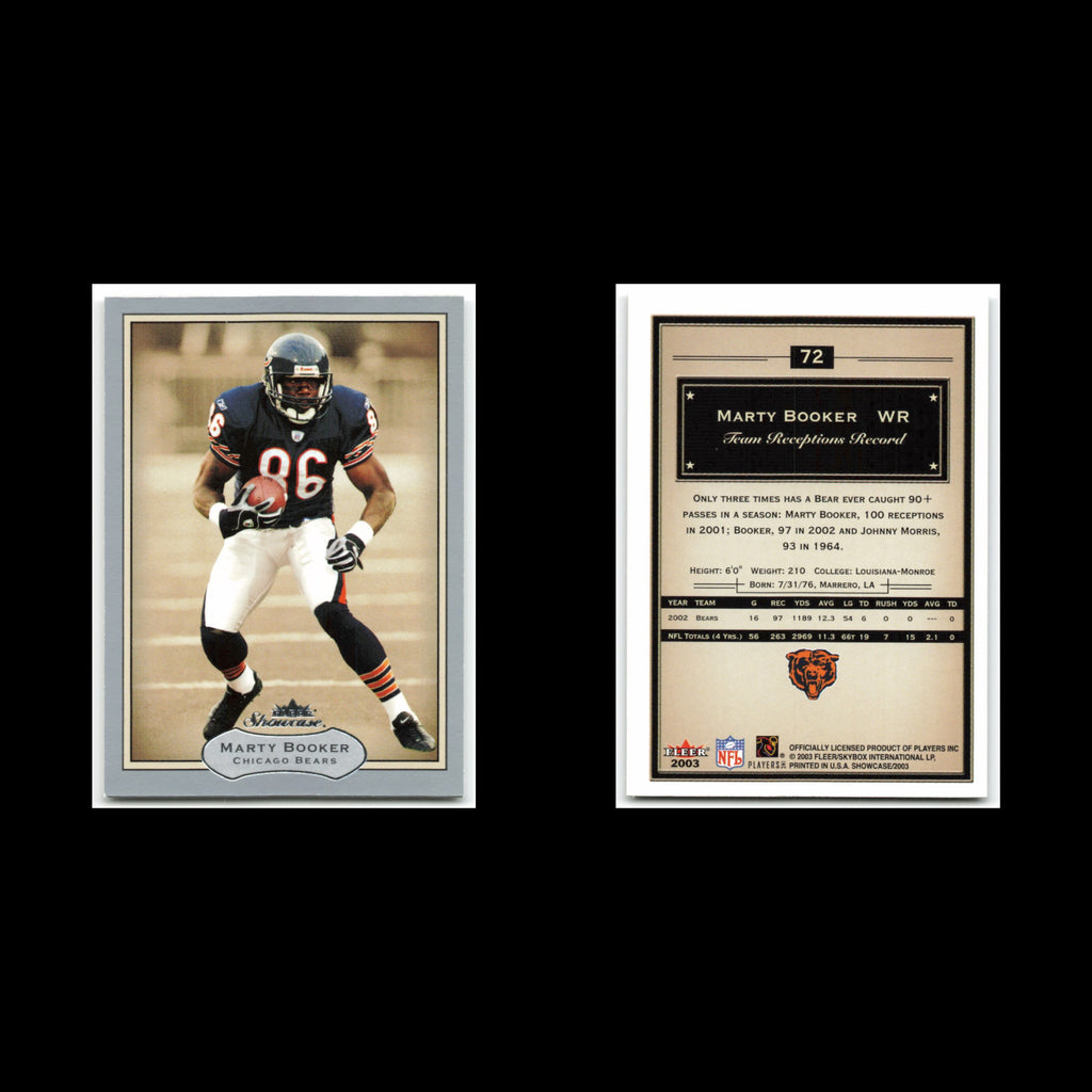 Marty Booker #72 2003 Fleer Showcase Chicago Bears Football Card NFL NM