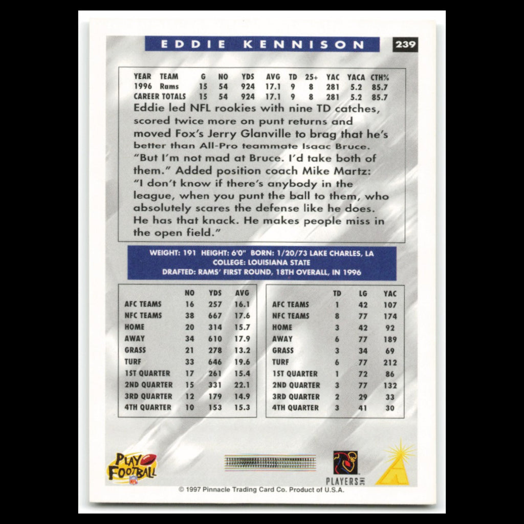 Eddie Kennison #239 1997 Score St. Louis Rams Football Card NFL NM