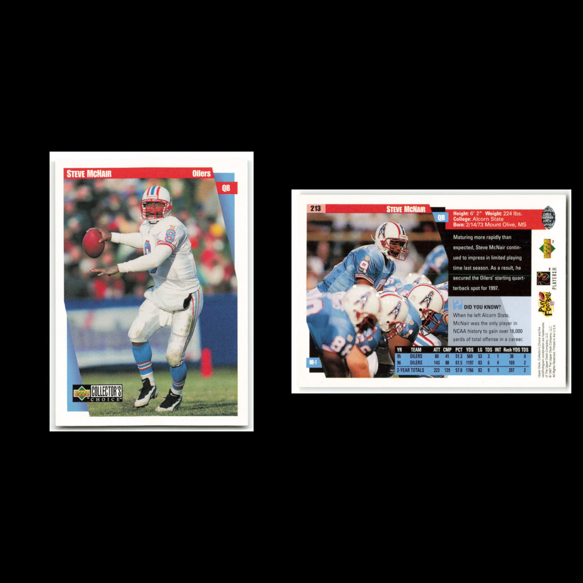 Steve McNair #213 1997 Collectors Choice Houston Oilers Football Card NFL NM