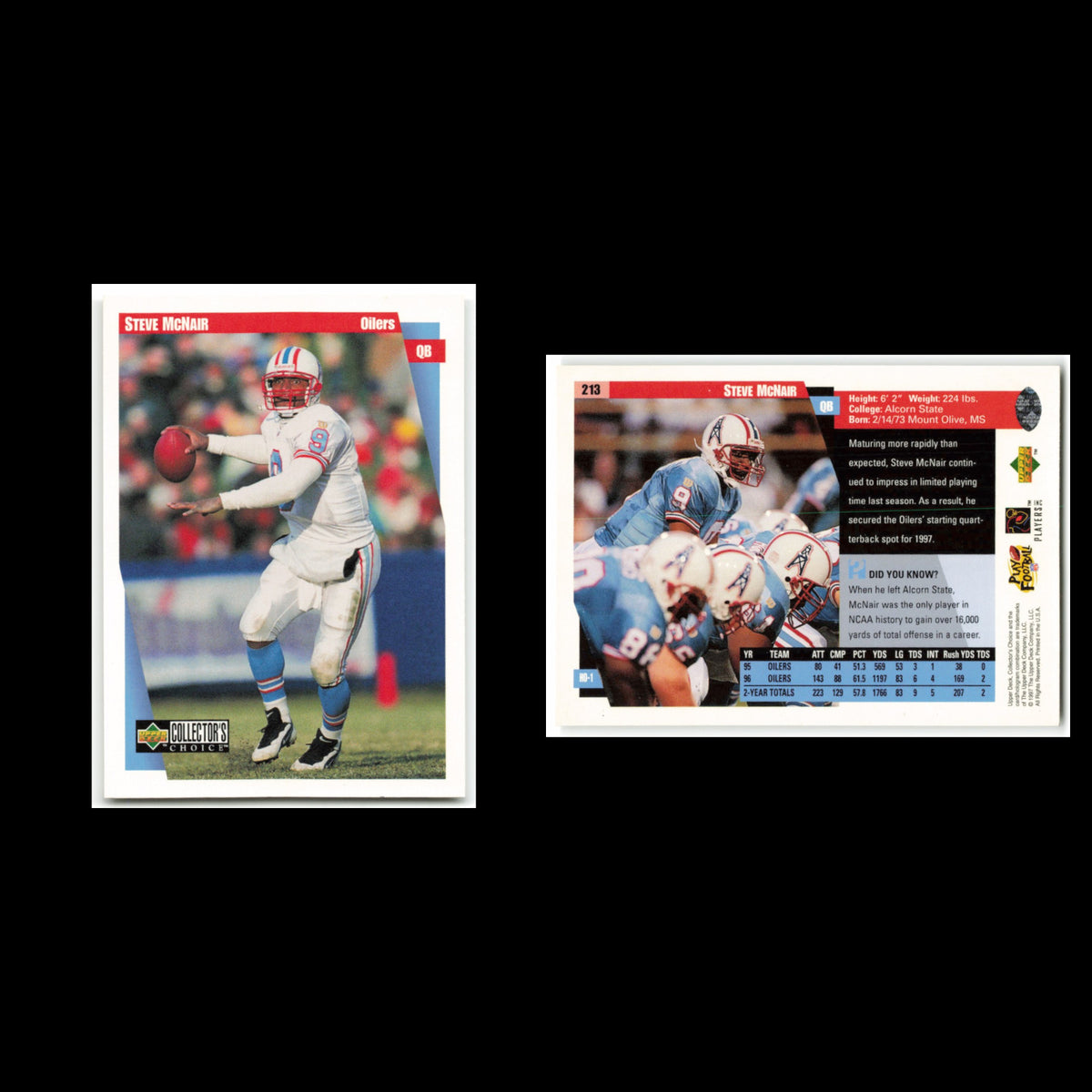 Steve McNair #213 1997 Collectors Choice Houston Oilers Football Card NFL NM
